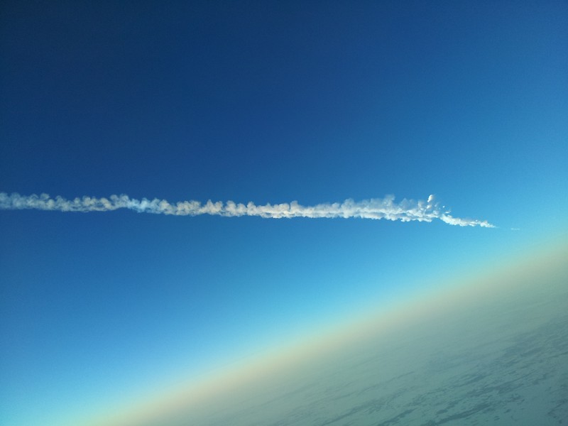 Падение метеорита, вид с самолета