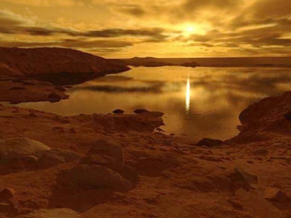Углеводоем Титана в представлении художника Источник: Ron Miller