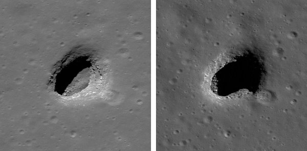 Лунные пещеры Источник: NASA/GSFC/Arizona State University.