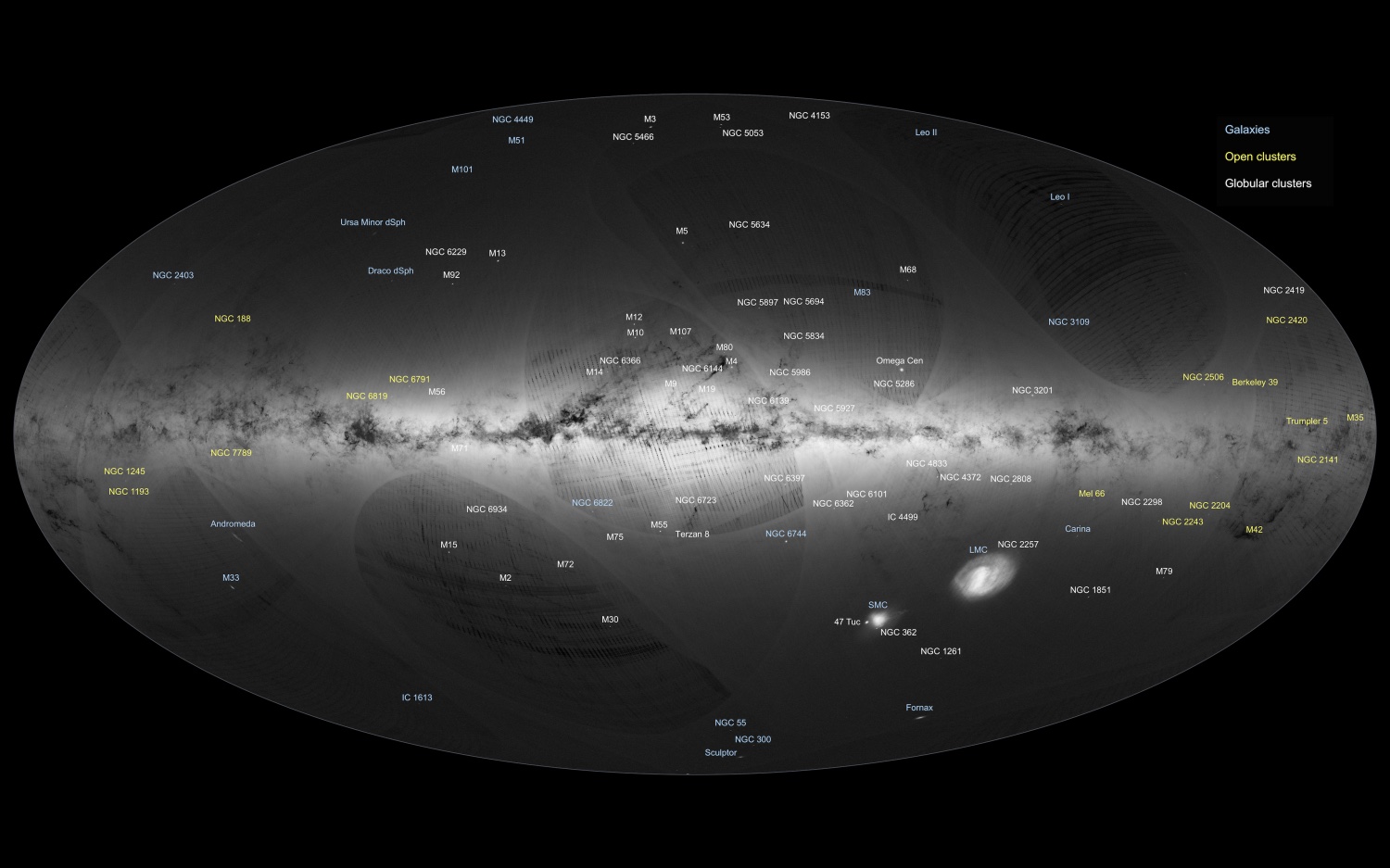 Карта звездных скоплений от Гайа